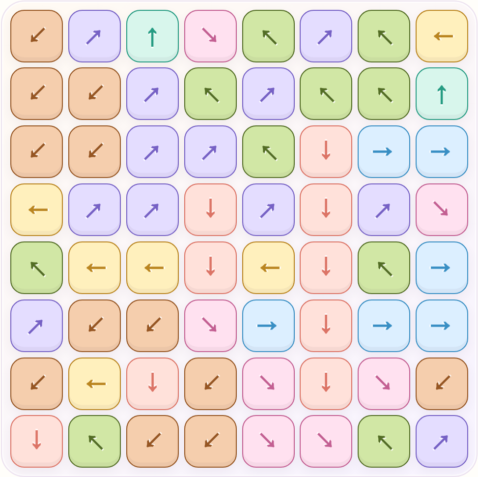Calm Clear puzzle board with colourful Classic arrow tiles